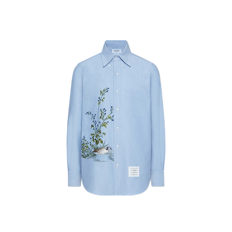 Men'sEmbroidered Four-Bar Oxford Shirt - 100% Cotton Premium | Thom Browne