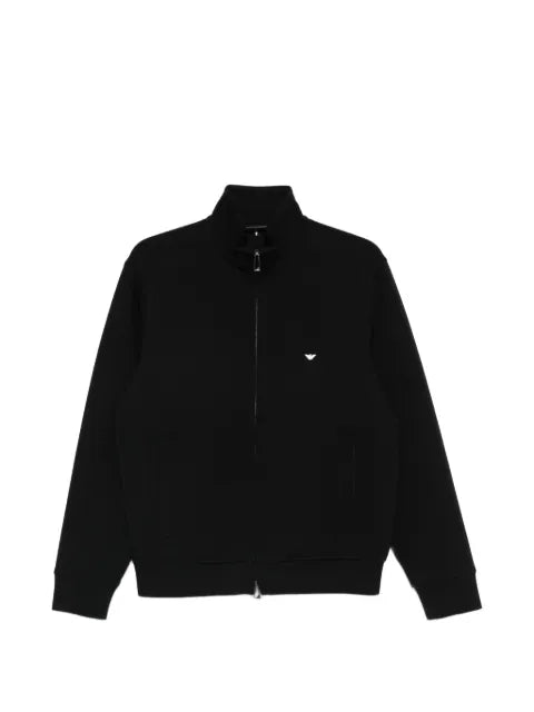 Emporio Armani full-zip sweatshirt in double jersey with micro eagle embroidery