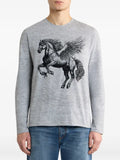 ETRO cotton sweater with placed Pegaso-print