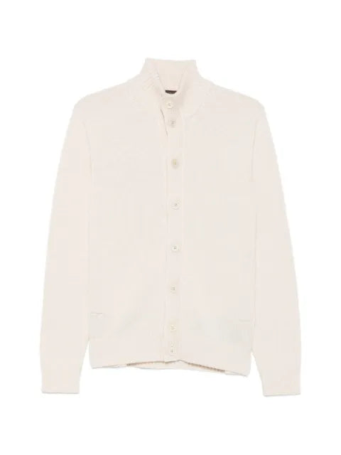 Zanone ribbed-knit high-neck wool cardigan