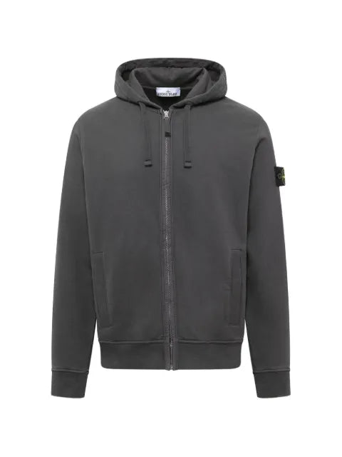 Stone Island 6100067 brushed organic cotton fleece zip-up hoodie