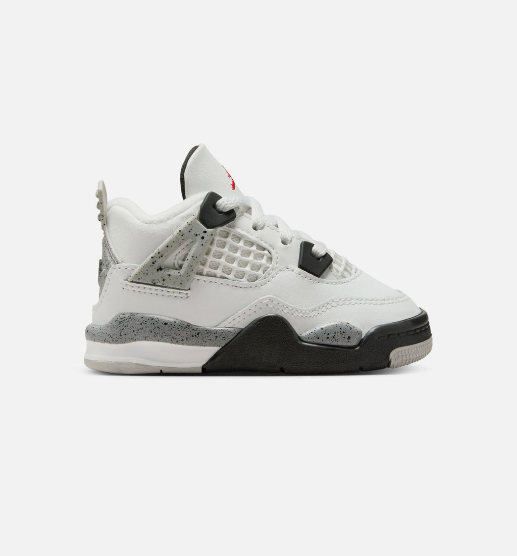 Air Jordan 4 Retro 'White Cement' - Infant/Toddler Lifestyle Sneaker (Summit White/Fire Red/Cement Grey/Black)