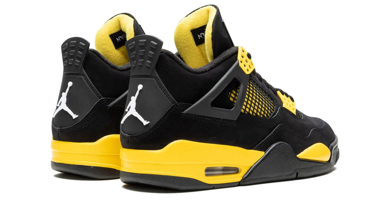 Air Jordan 4 Retro 'Thunder' 2023 – Black & Tour Yellow AJ4 with Premium Nubuck & Visible Air
