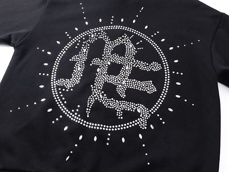 MIXED EMOTION Rhinestone Graphic Zip-Up Hoodie