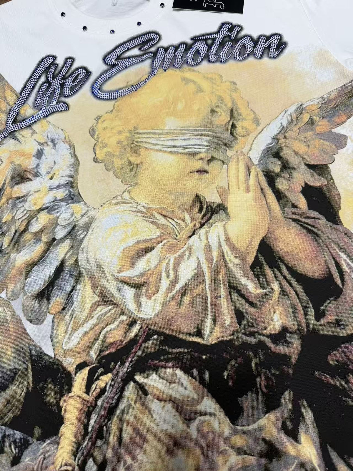 MIXED EMOTION Angel Graphic Studded-Trim T-Shirt