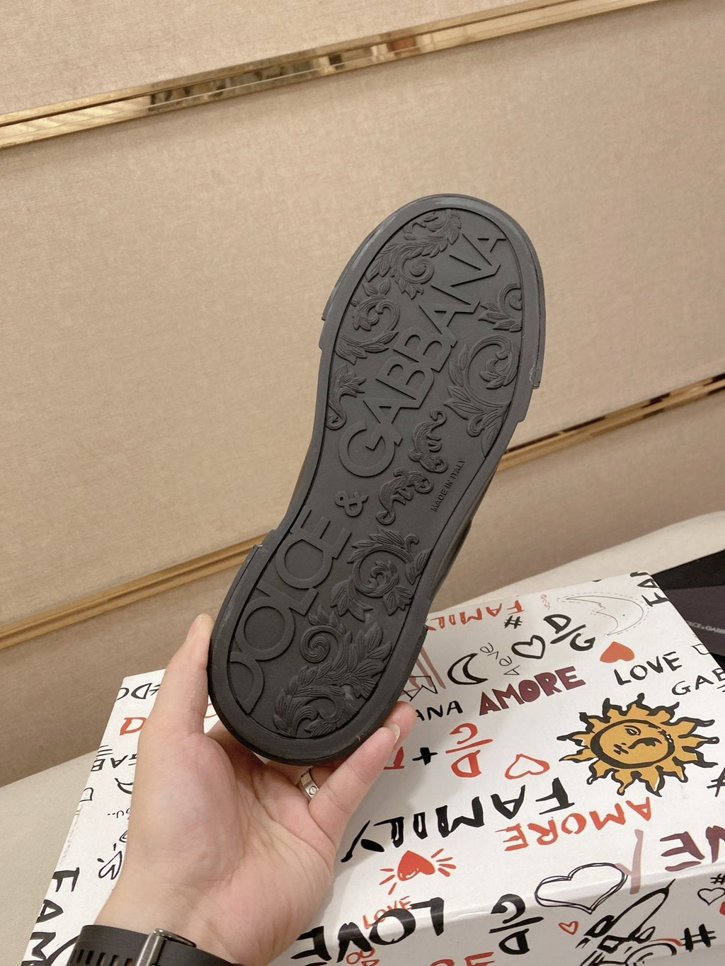 Dolce & Gabbana Men's Black Logo Low-Top Sneakers - Black Tonal Design