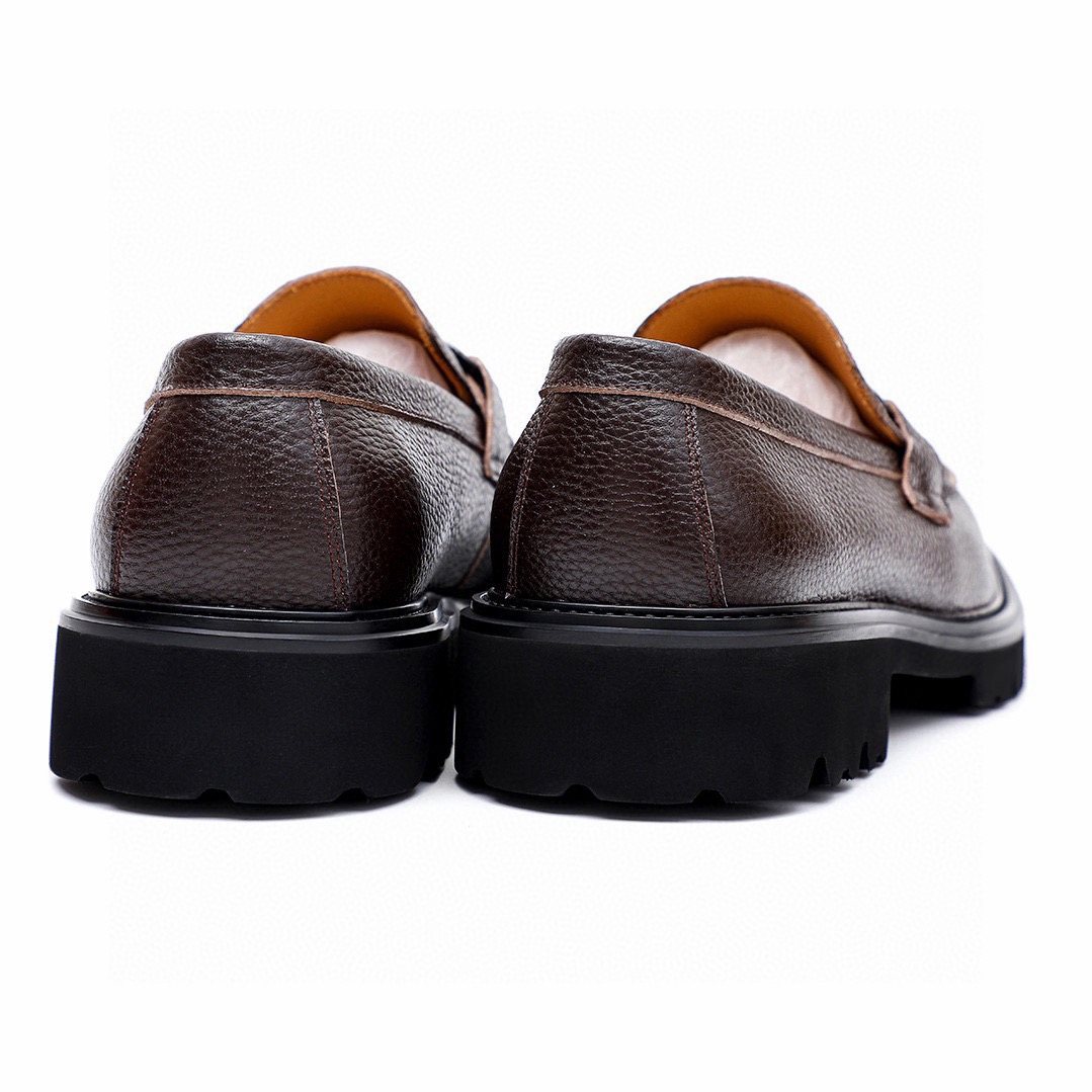 Salvatore Ferragamo Men's Dark Brown Textured Leather Loafers