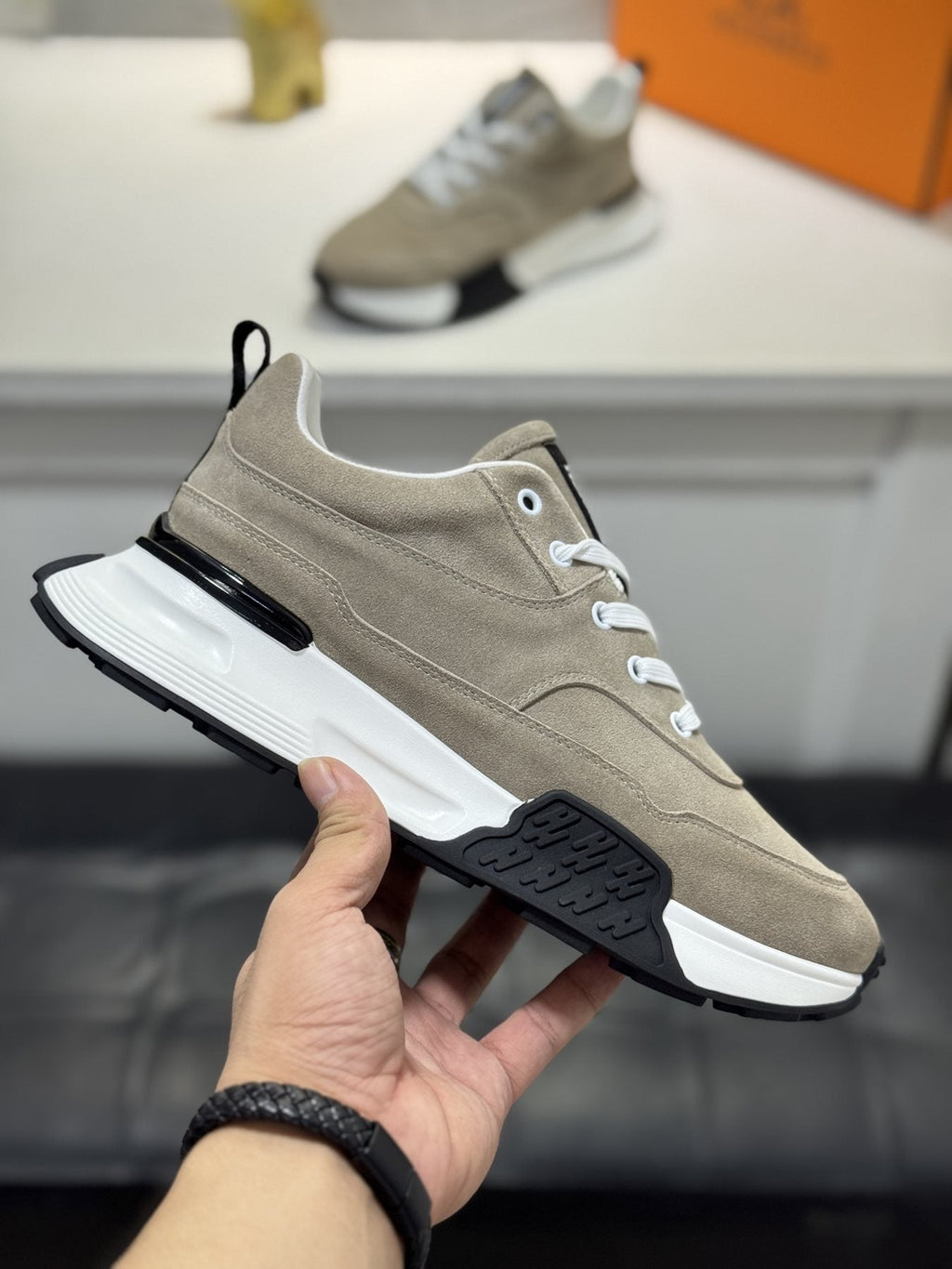 Hermès Men's Paneled Lace-Up Sneakers