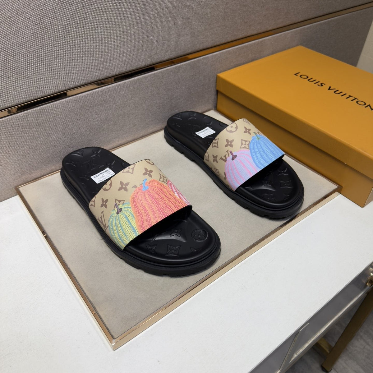 Louis Vuitton Pastel Multicolor Strap Slide Sandals