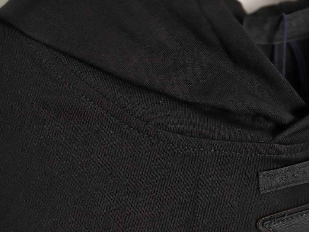 Prada PRD Neck-Label Relaxed Pullover Hoodie - Black